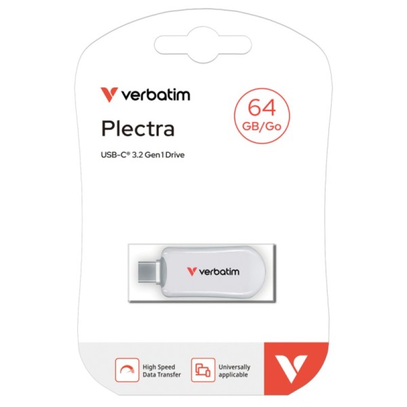 USB флеш накопичувач Verbatim 64GB Plectra White USB-C (30228)