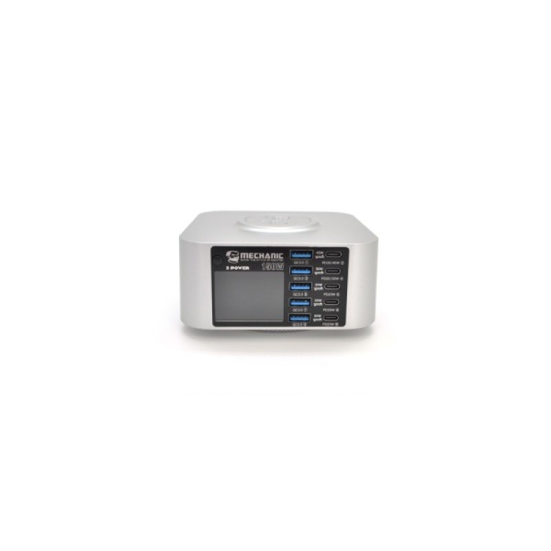 Зарядний пристрій MECHANIC 5xUSB-C PD + 5xUSB QC3.0 + Wireless Charging 15W LED indication 200W black (X-Power Plus-200W)