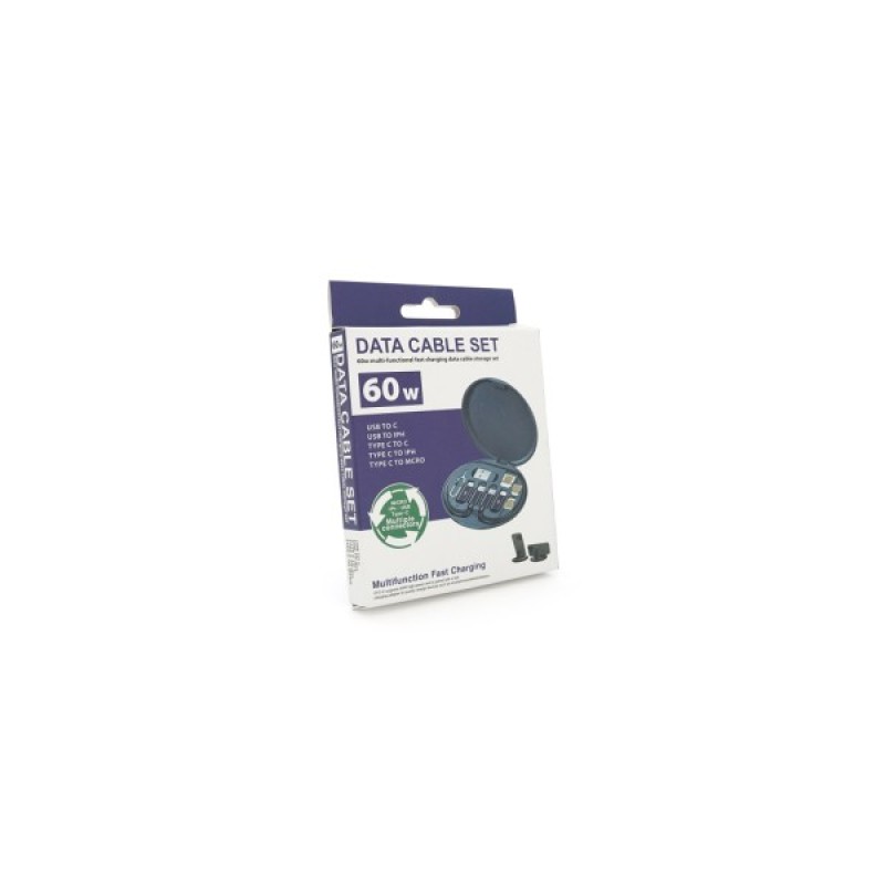 Дата кабель USB charging cable set Treasure box 0.2m 60w black Voltronic (Data Cable Set/60B)