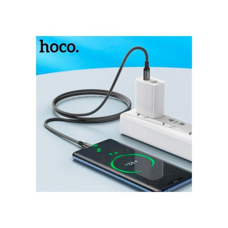 Дата кабель USB-C to USB-C 1.0m 60W nylon X14 black HOCO (6931474752215)