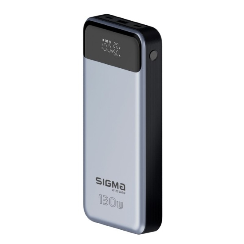 Батарея універсальна Sigma X-power SI30A7QLX 30000mAh, PD/130W, LED, cable 100w, silver (4827798479117)