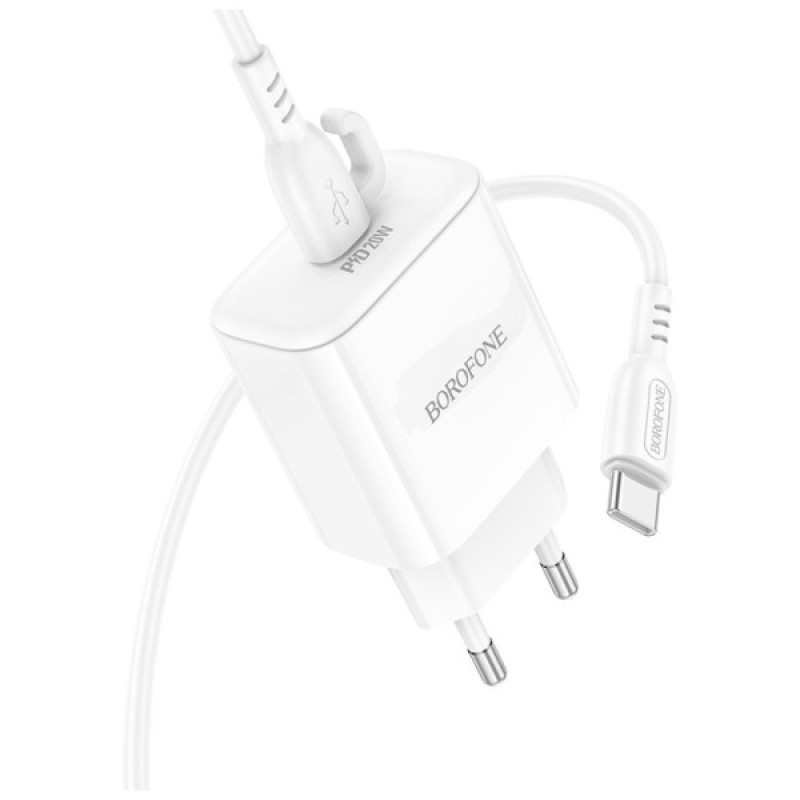 Зарядний пристрій BOROFONE BA81A USB-C PD20W + cable USB-C to USB-C White (6941991108204)