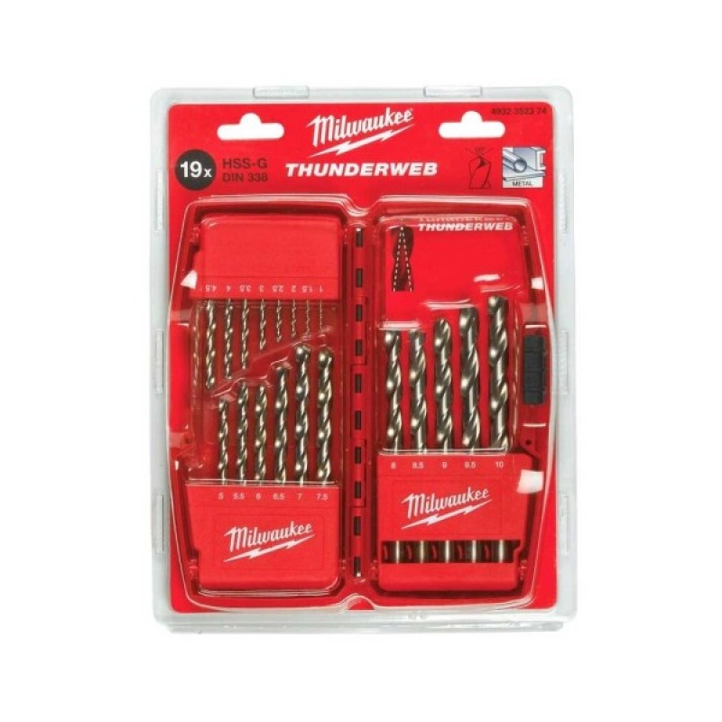 Набір свердл Milwaukee по металу THUNDERWEB HSS-G DIN338 19шт (4932352374)