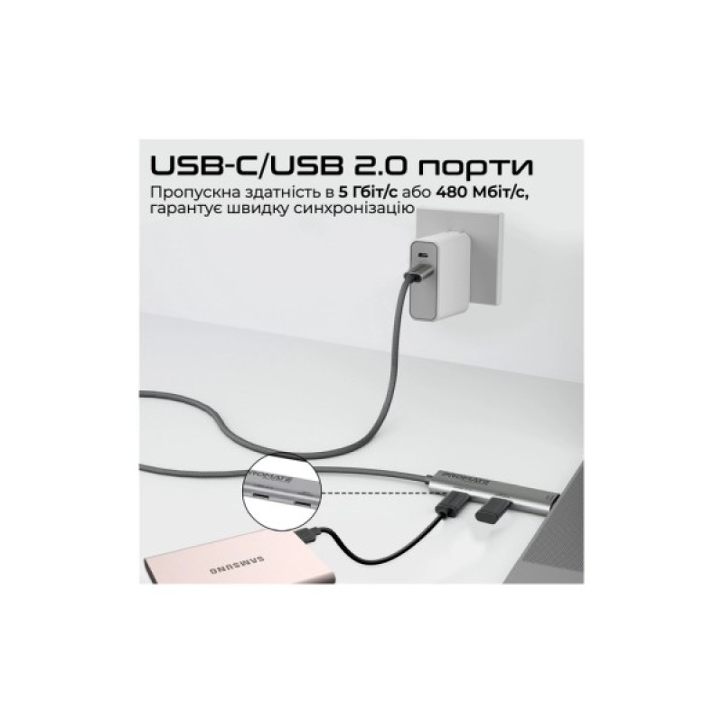 Дата кабель USB-C to USB-C portlink-c3.black Promate (portlink-c3.black)