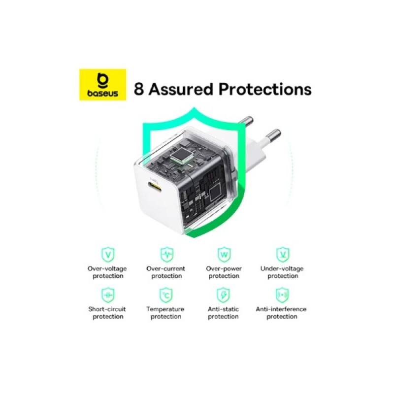 Зарядний пристрій Baseus Palm Fast Charger 1C 20W + Cable 1.0m Type-C 60W white (P10111602213-01)