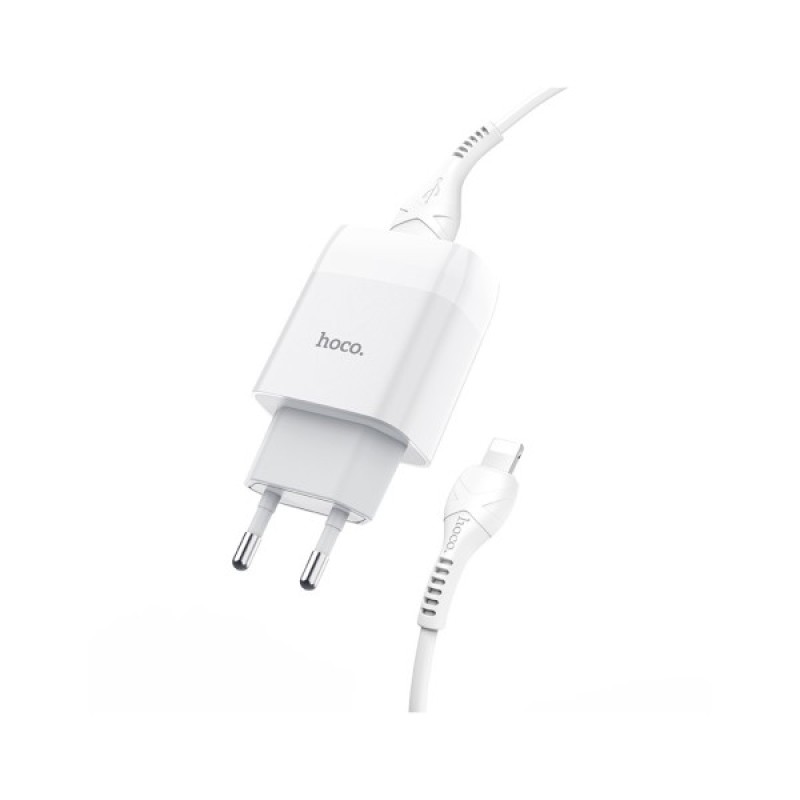 Зарядний пристрій HOCO C72A Glorious USB + cable Lightning 10.5W White (6931474712998)