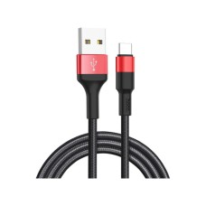 Дата кабель USB 2.0 AM to USB-C 1.0m 2A 18W nylon X26 black+red HOCO (6957531080251)