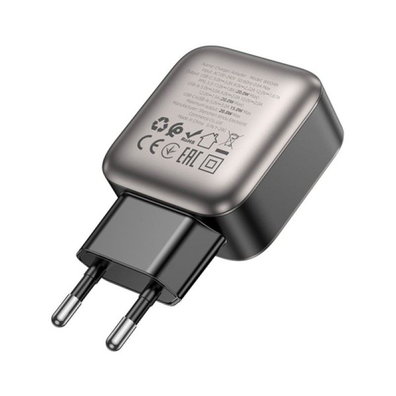 Зарядний пристрій BOROFONE BAS54A Absolute 1xUSB-C PD20W + 1xUSB QC3.0 Black (6941991116209)
