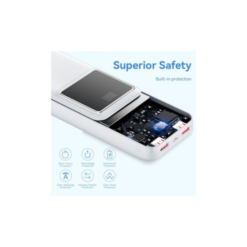 Батарея універсальна Vention 20000mAh 22.5W 3A, PD, QC/3.0, LED Display, White (FHLW0)