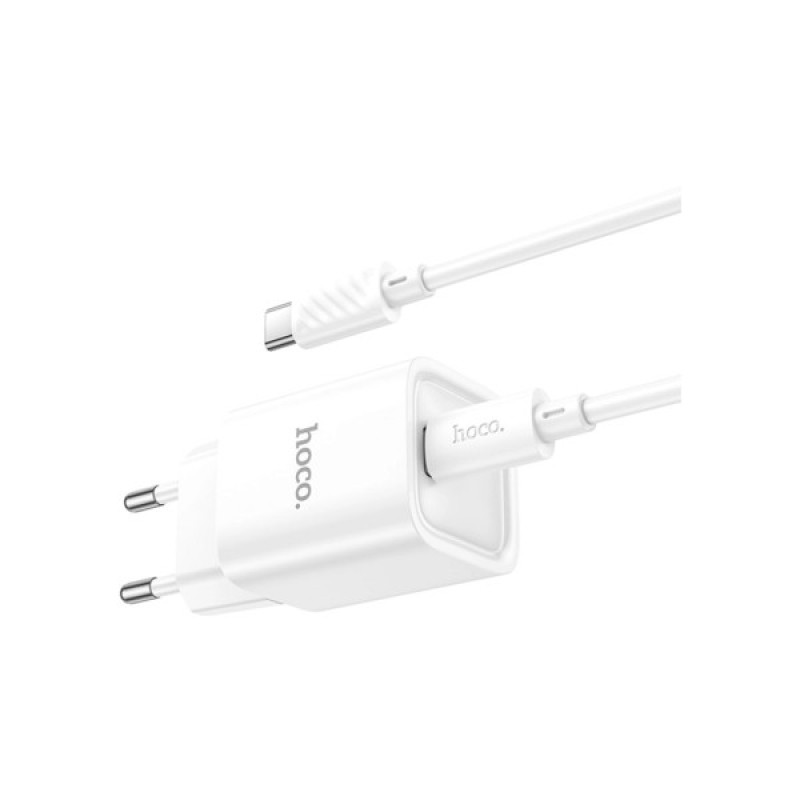 Зарядний пристрій HOCO C148A USB-C PD30W + cable USB-C to USB-C white (6942007630320)
