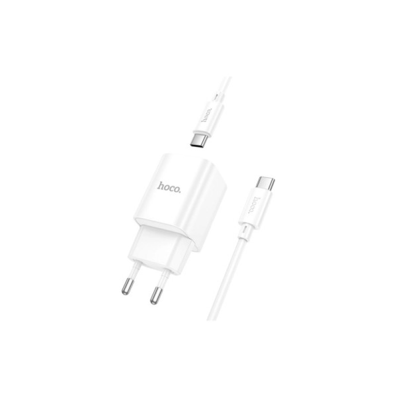 Зарядний пристрій HOCO C148A USB-C PD30W + cable USB-C to USB-C white (6942007630320)
