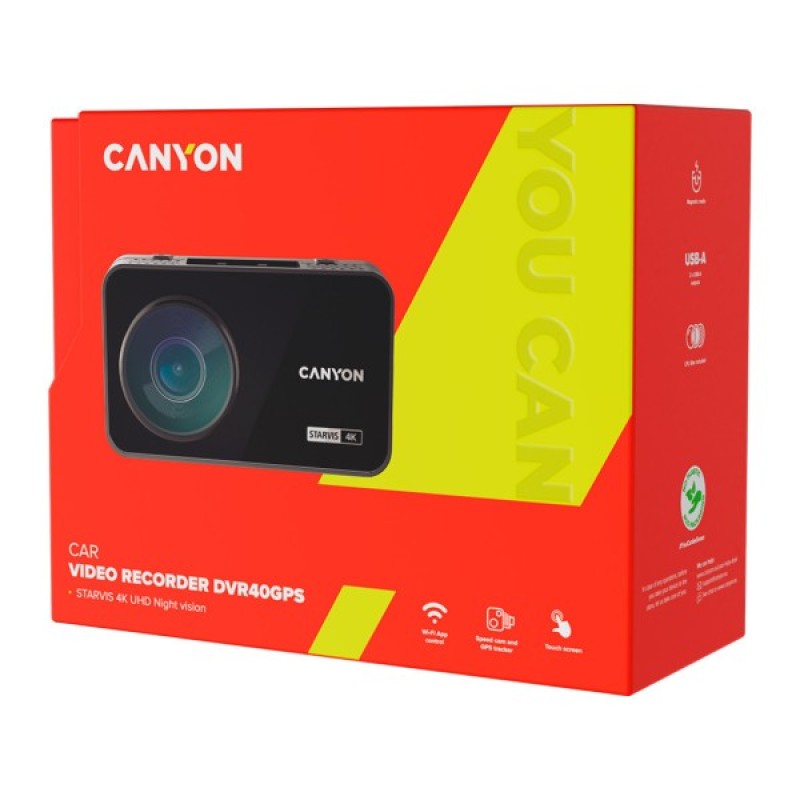 Відеореєстратор Canyon DVR10GPS FullHD 1080p GPS Wi-Fi Black (CND-DVR10GPS)