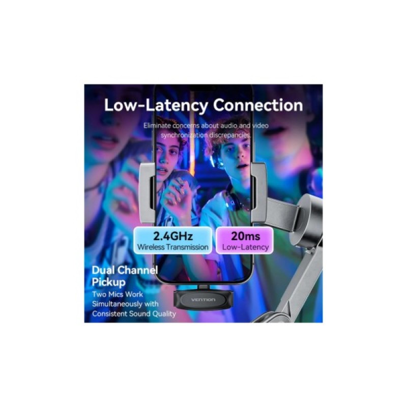 Мікрофон Vention USB-C 2-Pack Wireless Lavalier Black (NCBB0)