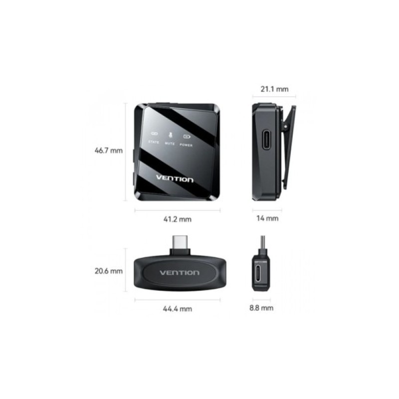 Мікрофон Vention USB-C 2-Pack Wireless Lavalier Black (NCBB0)