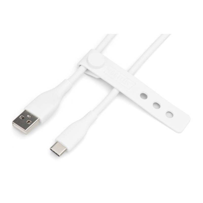 Дата кабель USB 2.0 AM to Type-C 1.0m 60W white Digitus (AK-300340-010-W)