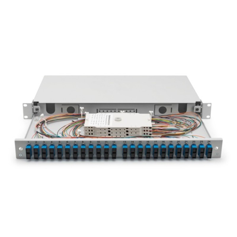 Патч-панель 1U 19", 24xSC duplex, SM, incl. splice cassette, pigtails OS2, adapter Digitus (DN-96322/9)