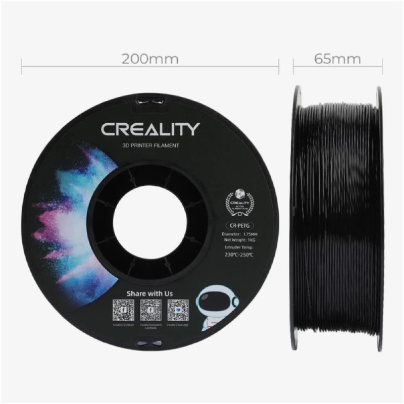 Пластик для 3D-принтера Creality PETG 1.75мм, black 2кг +white 2кг (3301030079)
